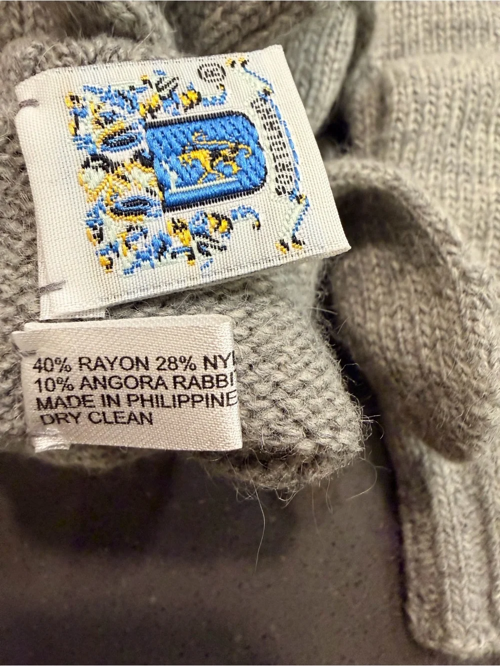Portolano Cashmere Wool Convertible Fingerless Gloves Mittens Gray NWOT